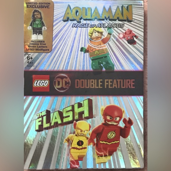 Lego DC Superheroes: Aquaman & The Flash Double Feature DVD & Green Lantern Fig - Picture 1 of 6